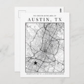 Carte Postale Austin, Texas City Map + Locker (Devant / Derrière)