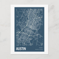 Austin Texas City Plan Line Art Blue Imprimer