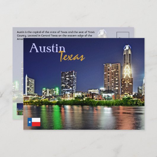 Carte Postale Austin, Texas, États-Unis (Devant / Derrière)