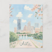 Carte Postale Austin Texas Gouache Peinture Illustration Voyage (Devant)