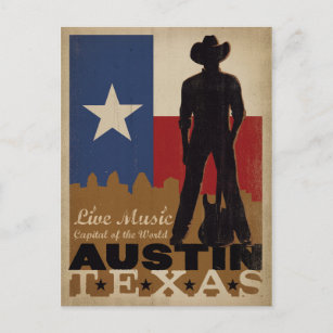 Carte Postale Austin, Texas   Live Music Cowboy