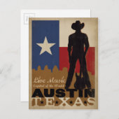 Carte Postale Austin, Texas | Live Music Cowboy (Devant / Derrière)