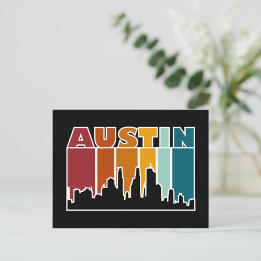 Carte Postale Austin Texas Retro Sunset (Debout devant)