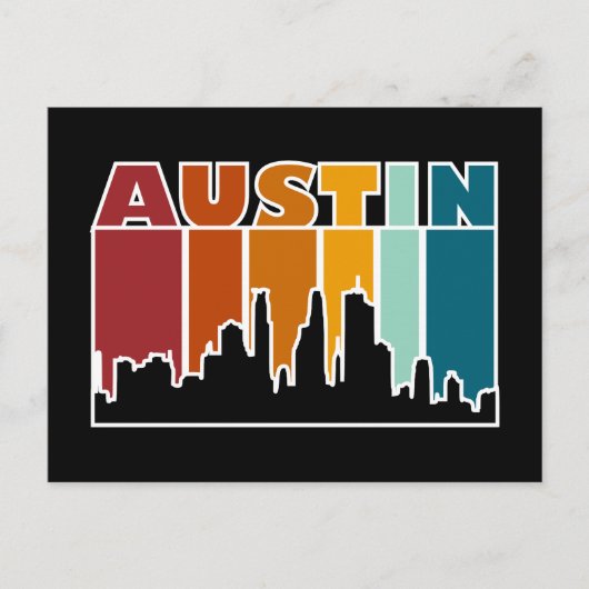 Carte Postale Austin Texas Retro Sunset (Devant)