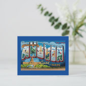 Carte Postale Austin, Texas Salutations (Cadre bleu) (Debout devant)
