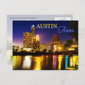 Carte Postale Austin, Texas Skyline à la nuit (Devant / Derrière)