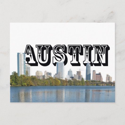 Carte Postale Austin Texas Skyline avec Austin dans le ciel (Devant)