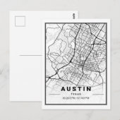 Carte Postale Austin Texas USA Travel City Map Poster (Devant / Derrière)