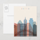 Carte Postale Austin, Texas | Ville Skyline (Devant / Derrière)