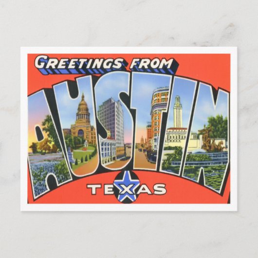 Carte postale Austin, Texas Vintage Big Letters (Devant)