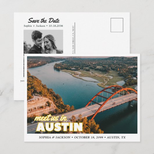Carte Postale Austin Wedding Save the Date Postcard (Devant / Derrière)