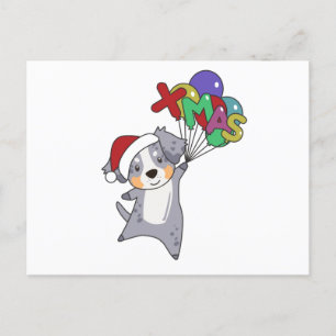Carte Postale Australian Shepherd Merry Christmas Winter