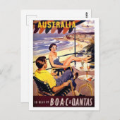 Carte Postale Australie, couple profiter sur la terrasse, voyage (Devant / Derrière)