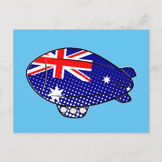 Carte Postale Australie Drapeau Blimp Ballotte dans le ciel bleu (Devant)