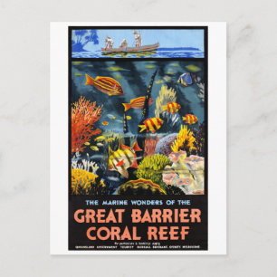 Carte Postale Australie Grande barrière Coral Reef Poster vintag