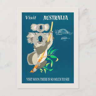 Carte Postale Australie Koala Ours Poster du Vintage voyage