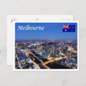 Carte Postale Australie - Melbourne par nuit - (Devant / Derrière)