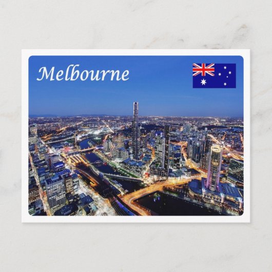 Carte Postale Australie - Melbourne par nuit - (Devant)