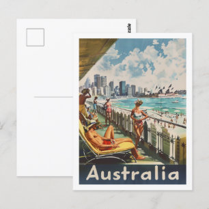 Carte Postale Australie Plage Vintage Lieu de voyage célèbre