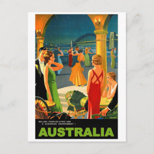 Carte Postale Australie, soirée romantique, voyage vintage