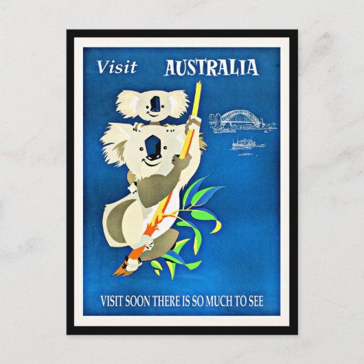 Carte Postale Australie - Visit Australia, illustration vintage (Devant)