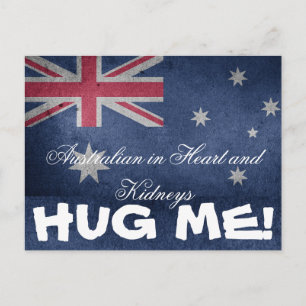 Carte Postale Australien dans le coeur et les reins, Hug Me! Drô