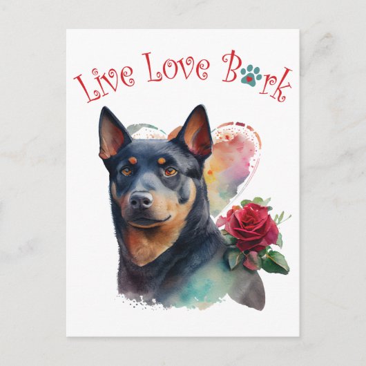 Carte Postale Australien Kelpie Chien Maman Floral (Devant)