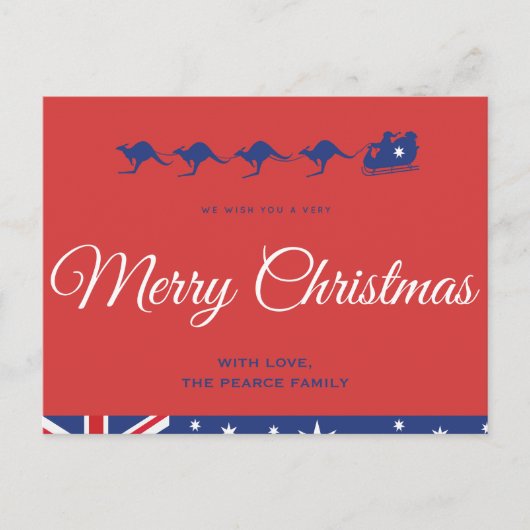 Carte postale australienne de Noël Kangaroo Sleigh (Devant)