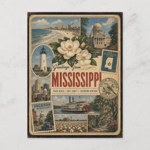 Carte postale authentique de style vintage du Miss