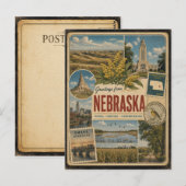 Carte postale authentique de style vintage du Nebr (Devant / Derrière)