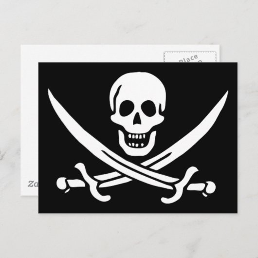 Carte Postale Authentique drapeau pirate Jack Rackam (Devant / Derrière)
