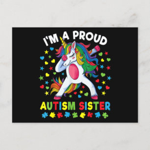 Carte Postale Autism Awareness Dabbing Unicorn Girl Proud Autism