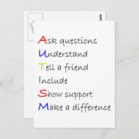 Carte Postale Autisme (Devant / Derrière)