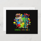 Carte Postale Autisme Accepter les Différences Dinosaure T-Rex E (Devant / Derrière)