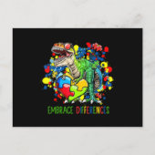 Carte Postale Autisme Accepter les Différences Dinosaure T-Rex E (Devant)