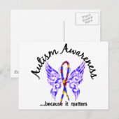 Carte Postale Autisme grunge du papillon 6,1 de tatouage (Devant / Derrière)