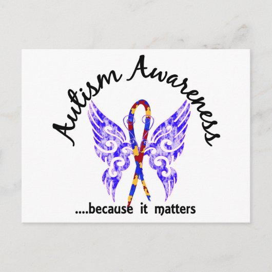 Carte Postale Autisme grunge du papillon 6,1 de tatouage (Devant)