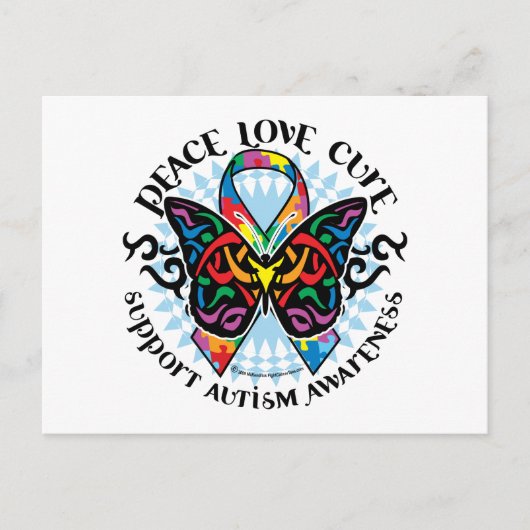 Carte Postale Autisme Papillon Tribal 2 (Devant)
