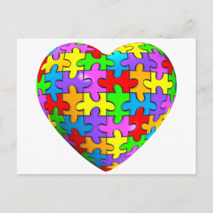 Carte Postale Autisme Puzzle Coeur