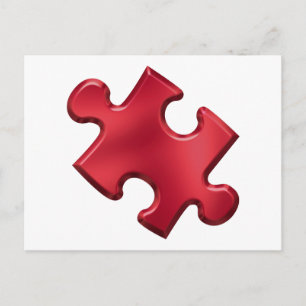 Carte Postale Autisme Puzzle Pièce Rouge