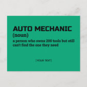 Carte postale Auto Mécanique Funny Definition (Devant)