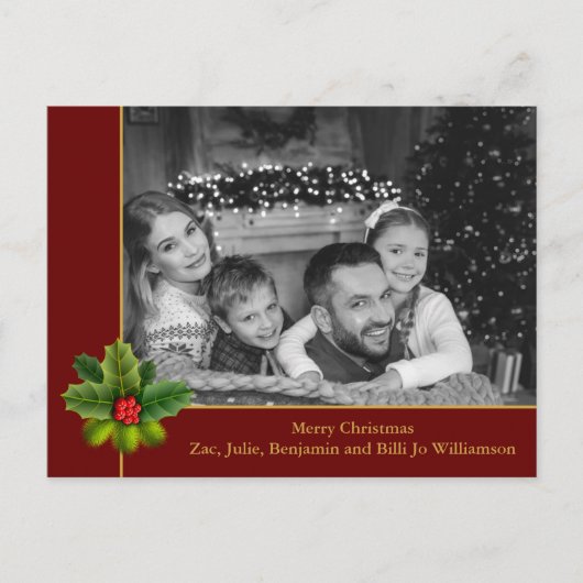 Carte Postale Auto noir et blanc photo Holly Rouge Noël (Devant)