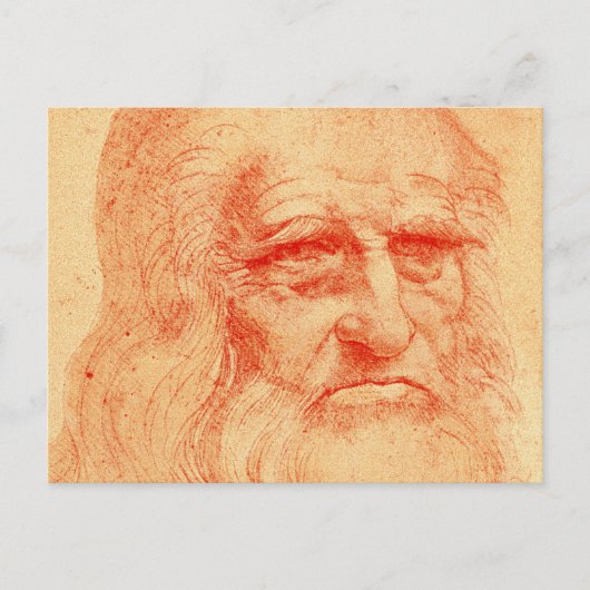 Carte Postale Auto-portrait craie rouge de Léonard de Vinci (Devant)