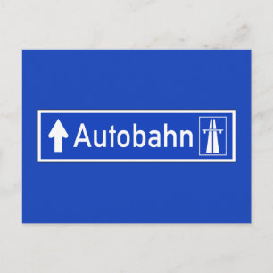 Carte Postale Autobahn, panneau de signalisation, Allemagne