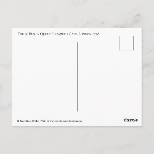 Carte Postale Autobus historique de Londres par la reine Elizabe (Dos)
