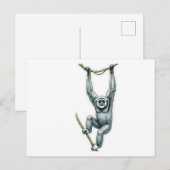 Carte Postale Autocollant d'art de gibbon de Java suspendu - Way (Devant / Derrière)