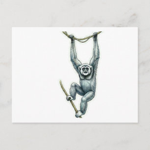Carte Postale Autocollant d'art de gibbon de Java suspendu - Way