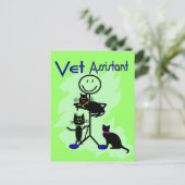 Carte Postale Autocollant de l'assistant vétérinaire avec chats (Debout devant)