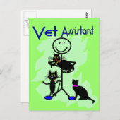 Carte Postale Autocollant de l'assistant vétérinaire avec chats (Devant / Derrière)