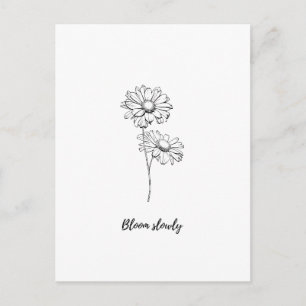 Carte Postale Autocollant floral de marguerite minimaliste Fleur